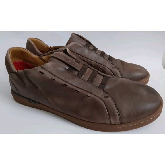 Kizik New York Brown Leather Hands Free Slip On Shoes Sneaker Mens Size 14 M - Picture 1 of 9